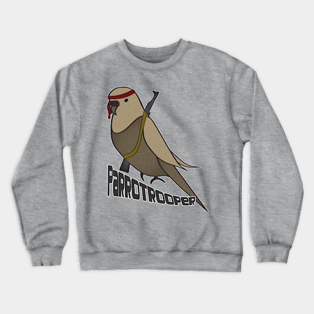 Budgerigar parrotrooper fighter gift weapon Crewneck Sweatshirt by Littlelimehead